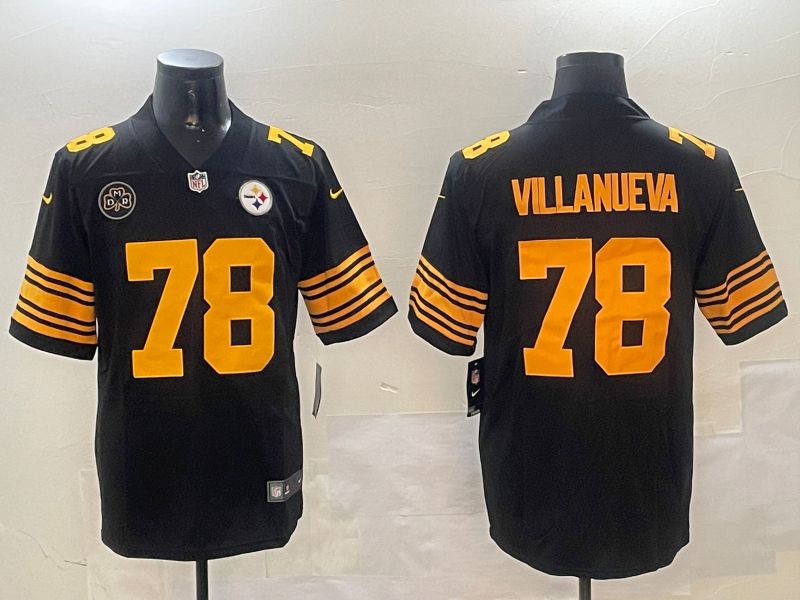 Men Pittsburgh Steelers #78 Villanueva Black 2024 Nike Limited NFL Jersey style 01052